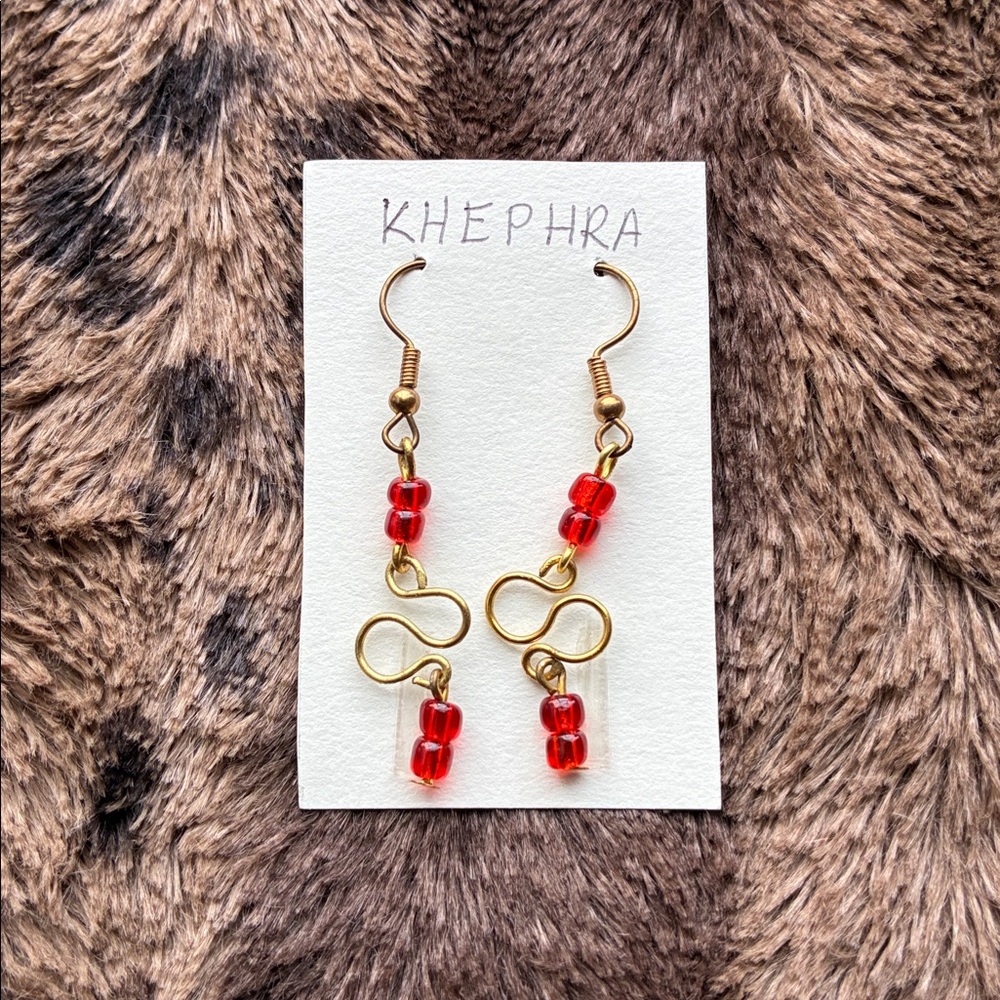 Red Infinity Earrings Handmade - Picture 14 of 15